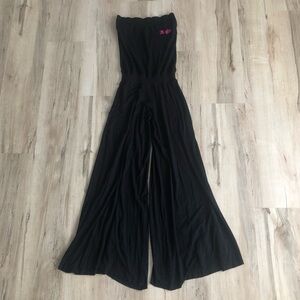 Punkyfish Black Strapless Wide Leg Jumpsuit